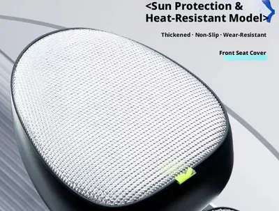 Electric bicycle cushion-silver checkered-round head front seat cover-1 piece