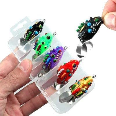 5-Color Set Double Sequin Flattened Reinforced Hook Frog Lure Set