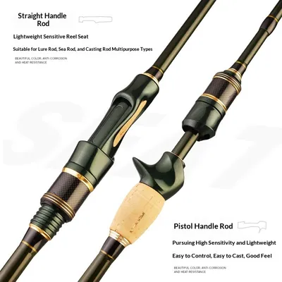 Carbon Spinning Rod With Pistol Grip  Portable Sectioned Fishing