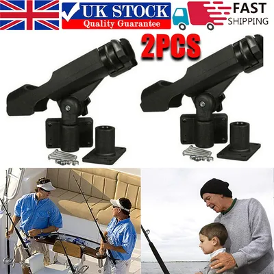 NEW 2pcs Adjustable Fishing Rod Pole Mount Stand Bracket Holder For Kayak Canoe Boat UK