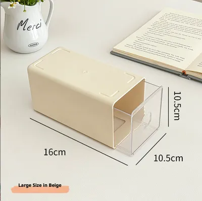 Four-leaf Clover Desktop Drawer Box-1009 Large-1 cream color