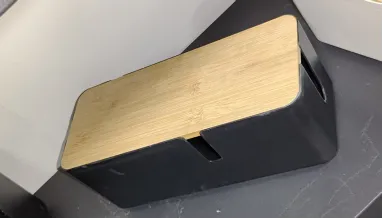 Plug-in wire box-model with cover-black-modified benzene + bamboo cover-30 * 12cm-1 piece