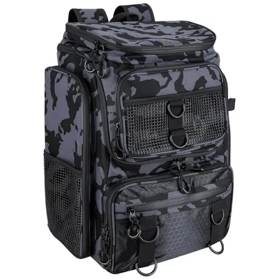 42L 11Gal Fishing Backpack Large Capacity Fishing Tackle Storage Bag With Rod Holders 16 Pocket Water-Resistant With Divider Adjustable Padded Straps For Fishing Gear Outdoor Camping Hiking