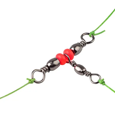 Red Bead Triple Swivel T-Connector Fishing Accessory Figure-Eight Swivel Fishing Gadget