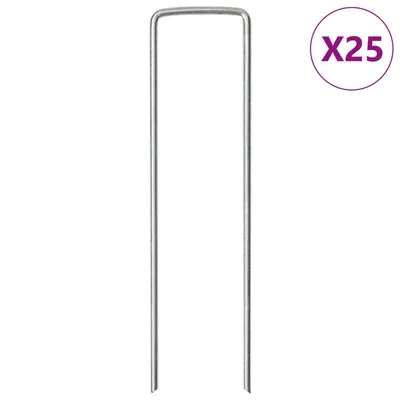   U-shaped ground anchors, 25 pieces, 15 x 3.5 cm, galvanized