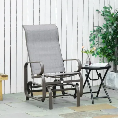  Outdoor Patio Glider Rocker, Metal High-Back Chair for Outdoor Use - Gray