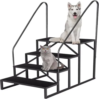 RV Step Stool,4 Step Ladder,Hot Tub Steps With Handrail,Portable Pool Ladder,660Lbs Heavy Duty Ladder Shelf Outdoor Mobile Home Stairs For Camper-Porch-SPA Pool-Pet Stairs