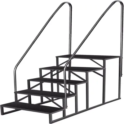 RV Stairs 5 Step Ladder,RV Steps Anti-Slip,Hot Tub Steps With Handrail,660 Lbs RV Ladder For 5th Wheel RV,Mobile Home Stairs