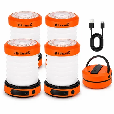 2PCS 4PCS THORFIRE Collapsible LED Camping Lamp Rechargeable Portable Handheld Torch Flashlight With 4 Light Modes Power Outage,Hiking,Emergency,Fishing 2pcs