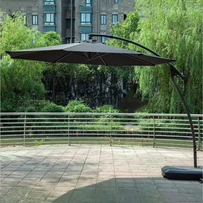 Hand Pushed Curved Tube Parasol For Night Market Stalls European Style Outdoor Patio Sunshade