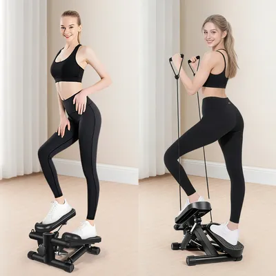 Mini Exercise Stepper With Resistance Bands And LCD Monitor Home Fitness Equipment