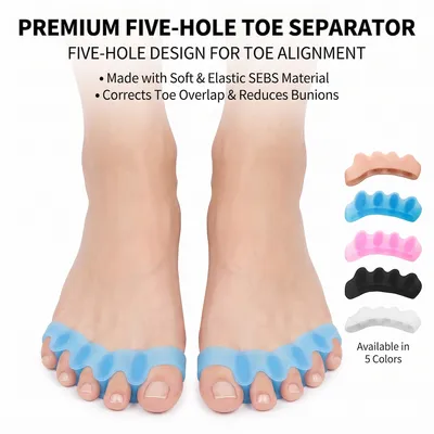 Silicone Toe Separator For Big Toe, Five-Toe Overlapping Toe Divider, Hallux Valgus Corrector, Toe Straightener For Men And Women