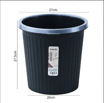 Plastic pressure ring trash cans-black-lower bottom 20* upper bottom 27* height 27.5cm-1 piece