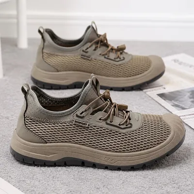 New Summer Men's Mesh Breathable Shoes, Slip-on Lazy Sneakers, Non-slip Soft Sole Outdoor Casual Footwear