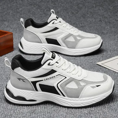 Men's Mesh Sneakers, New Summer Trendy Breathable Casual Running Shoes, Thick Sole Men's Dad Shoes