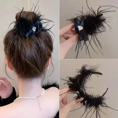 Love feather meatball clip-black-feather-1 piece