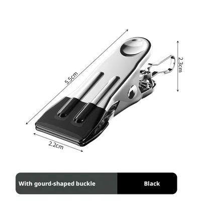 Dip plastic windproof clip-deduction with gourd-black-201 stainless steel-10 pieces-1 pack