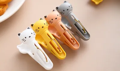 Cat clothespin-Single clip-Mixed color-PP+ iron-12 pieces