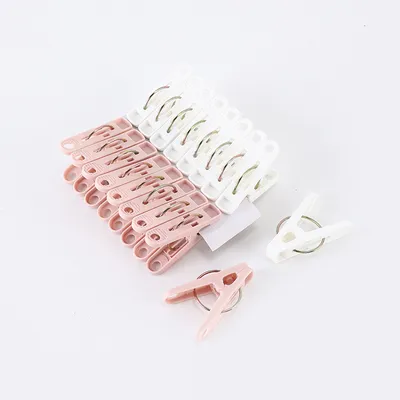 Four-color plastic clothes hanging pins-Nava White-20 pcs-bagged