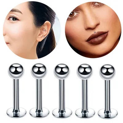 10 PCspack Stainless Steel Labret Ear Bone Stud Hypoallergenic
