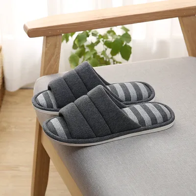  New Soft Home Couple Indoor Wooden Floor Slippers Women's Sweat Cloth Silent Thick Bottom Washed Slippers