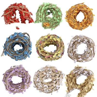 10 Meters Green Leaf Rattan Hemp Rope Woven Green Leaf Wicker DIY Braided Rope