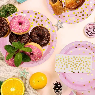 100-piece Set Gilding Dots Paper Tableware Set Disposable
