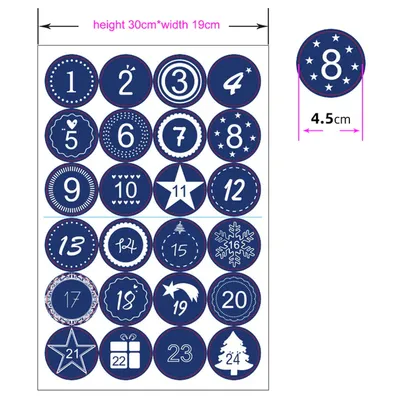 1-24 Digital Christmas Stickers Christmas Holiday Greeting Card Gift Stickers Round Sealing Sticker Adhesive Label