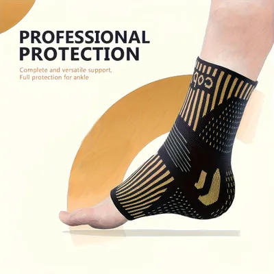 1 Pair Copper Ankle Support Sleeves Unisex Wicking With Arch Heel Stabilization Ideal For Basketball Tennis Running