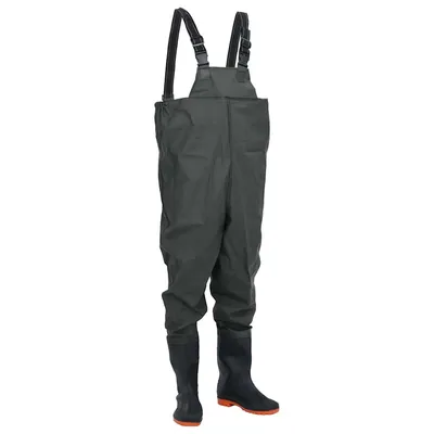   Waders with Boots, Dark Green, Size 38