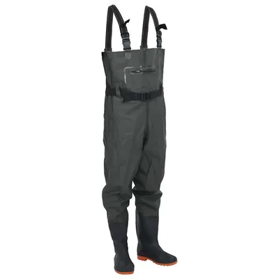   Waders with Boots and Belt, Dark Green, Size