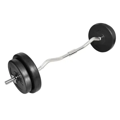   dumbbell set with curl bar and weight plates
