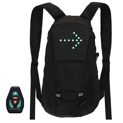 Outdoor LED Riding Light Backpack, Remote Control Directional Light Riding Bag, Adjustable Bicycle Bag Accessory Guide Light Suitable For Night Running And Riding