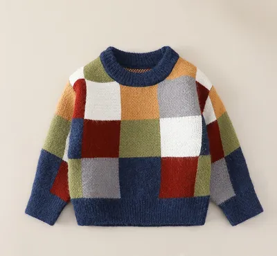 Stylish Vintage Color-block Sweater For Boys
