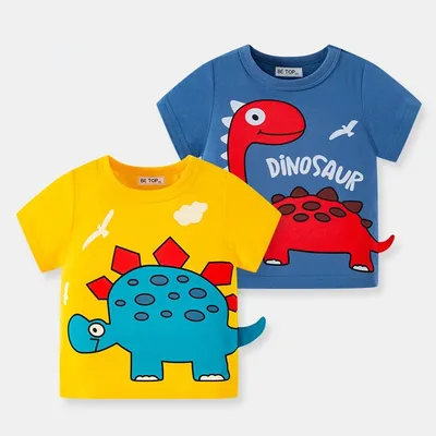 Boys Short-sleeved Dinosaur Cartoon Top