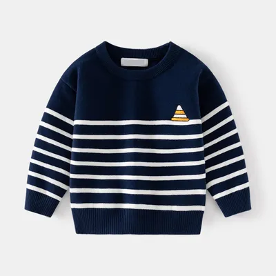Boys Fine-striped Crew-neck Sweater Top