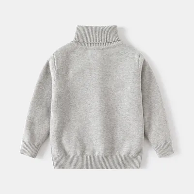 Girls And Boys Turtleneck Solid-color Sweaters