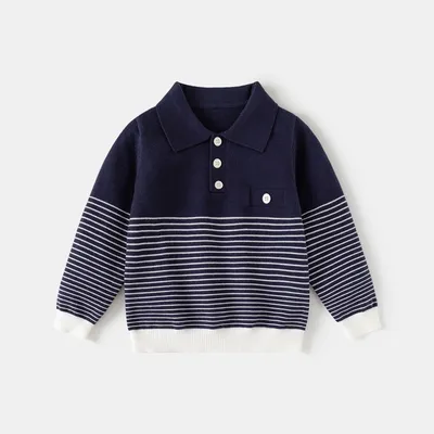 Boy's Thin Stripe Button-down Sweater