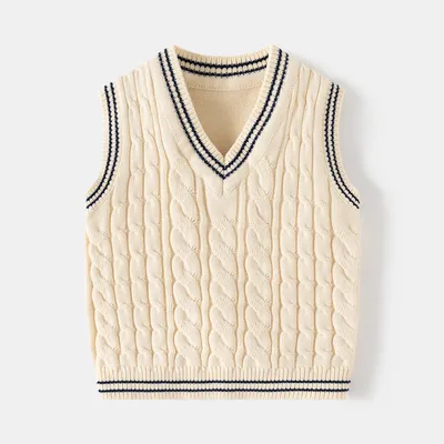 Boy's Thick Needle V-neck Knitted Jacket