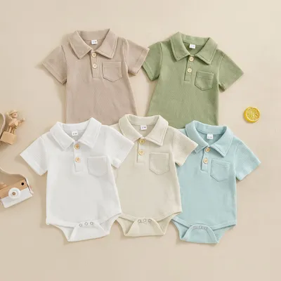 Baby Fashion Casual Solid Color Waffle Jumpsuit