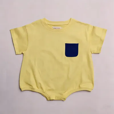 Unisex Pocket-decorated Triangle Romper