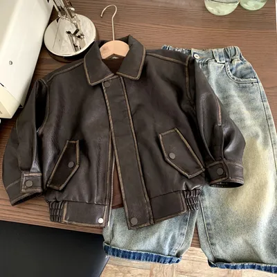 Boy's Fashion Leather Jacket Coats
