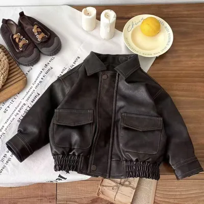 Children's Boys' Fashion Leather Jacket Top