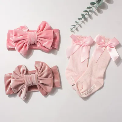 Velvet Baby Headband And Sock Set