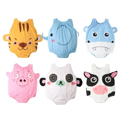 Augelute baby clothes 0-6 months old summer one-piece sleeveless bag fart clothes thin creeper 41271