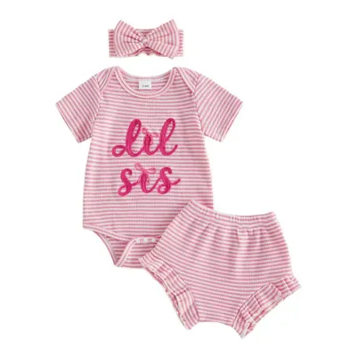 Letter-Embroidered Onesie And Shorts Set