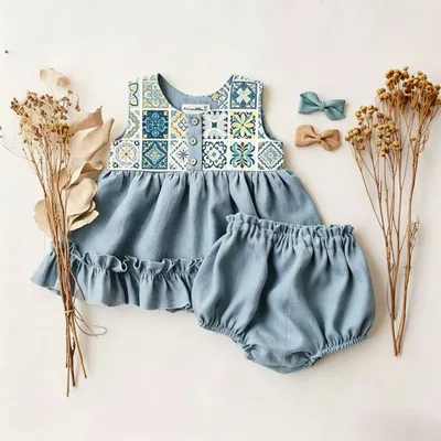 Girls Baby Outfit Sleeveless Vest With Ruffled Shorts