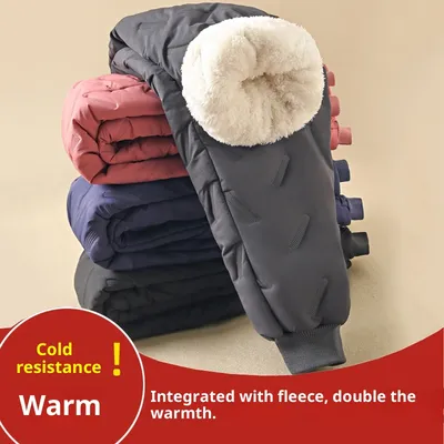 Children Outerwear Winter Windproof Waterproof Cold-proof Lambswool Warm-keeping Pants