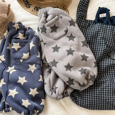 Kids' Korean-style Fleece-lined Pants For Girls, Autumn And Winter Wear