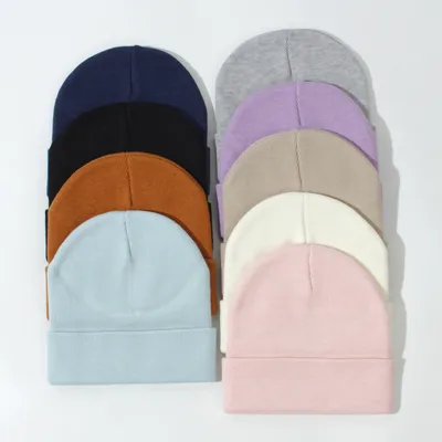 All-matching Solid Color Baby Knitted Hat Gloves Suit